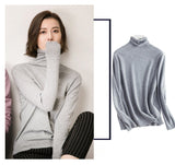 WOTWOY Basic Knitted Turleneck Sweater Slim Fit Long Sleeve