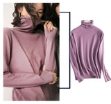 WOTWOY Basic Knitted Turleneck Sweater Slim Fit Long Sleeve