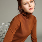 WOTWOY Basic Knitted Turleneck Sweater Slim Fit Long Sleeve