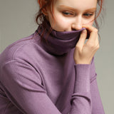 WOTWOY Basic Knitted Turleneck Sweater Slim Fit Long Sleeve