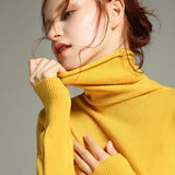 WOTWOY Basic Knitted Turleneck Sweater Slim Fit Long Sleeve