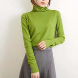 WOTWOY Basic Knitted Turleneck Sweater Slim Fit Long Sleeve