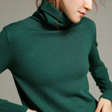 WOTWOY Basic Knitted Turleneck Sweater Slim Fit Long Sleeve