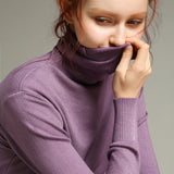 WOTWOY Basic Knitted Turleneck Sweater Slim Fit Long Sleeve