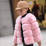 Baby Girls Faux Fur Coat Winter Long Sleeve Warm Kids Snow Jacket