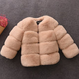 Baby Girls Faux Fur Coat Winter Long Sleeve Warm Kids Snow Jacket