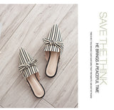 Summer Fashion Striped Slides Butterfly Indoor Flip Flops Plus Size Shoes