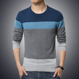 Men's Sweater O-Neck Striped Slim Fit Knittwear Sweater