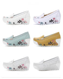 GKTINOO Women's Genuine Leather Platform Shoes Wedges White Lady Swing Shoes