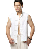 Men's Summer Waistcoat Vintage Breathable Linen Button Down Shirt