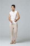 Men's Summer Waistcoat Vintage Breathable Linen Button Down Shirt