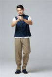 Men's Summer Waistcoat Vintage Breathable Linen Button Down Shirt