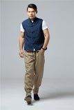 Men's Summer Waistcoat Vintage Breathable Linen Button Down Shirt