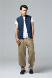 Men's Summer Waistcoat Vintage Breathable Linen Button Down Shirt