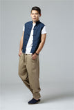 Men's Summer Waistcoat Vintage Breathable Linen Button Down Shirt