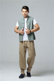 Men's Summer Waistcoat Vintage Breathable Linen Button Down Shirt