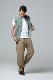 Men's Summer Waistcoat Vintage Breathable Linen Button Down Shirt