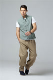 Men's Summer Waistcoat Vintage Breathable Linen Button Down Shirt