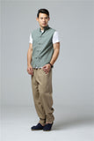 Men's Summer Waistcoat Vintage Breathable Linen Button Down Shirt