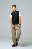 Men's Summer Waistcoat Vintage Breathable Linen Button Down Shirt
