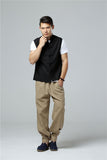 Men's Summer Waistcoat Vintage Breathable Linen Button Down Shirt