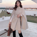 Mid-length High Quality Woolen Shawl Cape Poncho Coat Women Plus Size Cape Coats