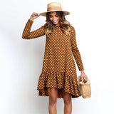Lossky Polka Dot Print Casual Long Sleeve Mini Dress