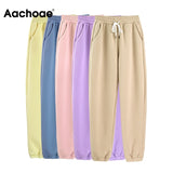 Aachoae Solid Casual Tracksuit Women Sports 2 Pieces Set
