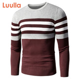 Men's Casual Striped Thick Fleece Cotton Sweater