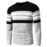 Men's Casual Striped Thick Fleece Cotton Sweater