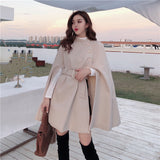 Mid-length High Quality Woolen Shawl Cape Poncho Coat Women Plus Size Cape Coats
