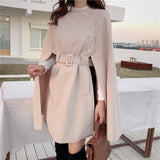 Mid-length High Quality Woolen Shawl Cape Poncho Coat Women Plus Size Cape Coats