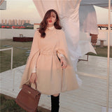 Mid-length High Quality Woolen Shawl Cape Poncho Coat Women Plus Size Cape Coats