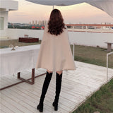 Mid-length High Quality Woolen Shawl Cape Poncho Coat Women Plus Size Cape Coats