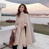 Mid-length High Quality Woolen Shawl Cape Poncho Coat Women Plus Size Cape Coats