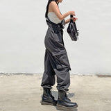 Darlingaga Loose Cargo Jumpsuit Women Suspender Pockets Overalls Pants with Belt