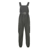 Darlingaga Loose Cargo Jumpsuit Women Suspender Pockets Overalls Pants with Belt