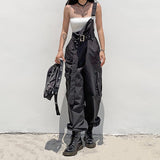 Darlingaga Loose Cargo Jumpsuit Women Suspender Pockets Overalls Pants with Belt