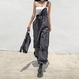 Darlingaga Loose Cargo Jumpsuit Women Suspender Pockets Overalls Pants with Belt