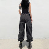 Darlingaga Loose Cargo Jumpsuit Women Suspender Pockets Overalls Pants with Belt