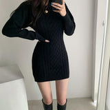 Winter Fashion Female Slim Long Sleeve Elegant Mother O-Neck Dress