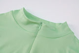 Shestyle Solid Zipper Bodycon Bodysuits Sexy Mock Neck
