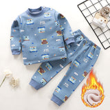 Kids Thicken Pajama Sets Cartoon O-Neck T-Shirt Tops with Pants