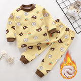 Kids Thicken Pajama Sets Cartoon O-Neck T-Shirt Tops with Pants