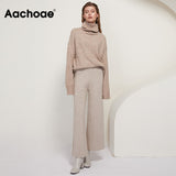 Aachoae Women Knitted Turtleneck Cashmere Sweater Pullover