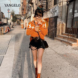 Yangelo Gothic Ghost Pattern Sweater Knit Top Loose Long Sleeves