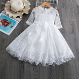 Winter Knitted Chiffon Girl Christmas Party Long Sleeve Kids Dress