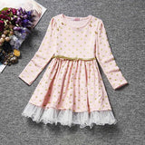 Winter Knitted Chiffon Girl Christmas Party Long Sleeve Kids Dress