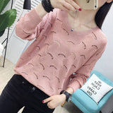 Sexy Soft Cotton Loose V-neck Knitted Sweater Hot