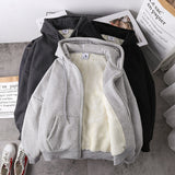 Jacket solid color hoodies imitation lamb wool korean
